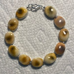 Shell and Czech Glass Accents Bracelet length 8 inches